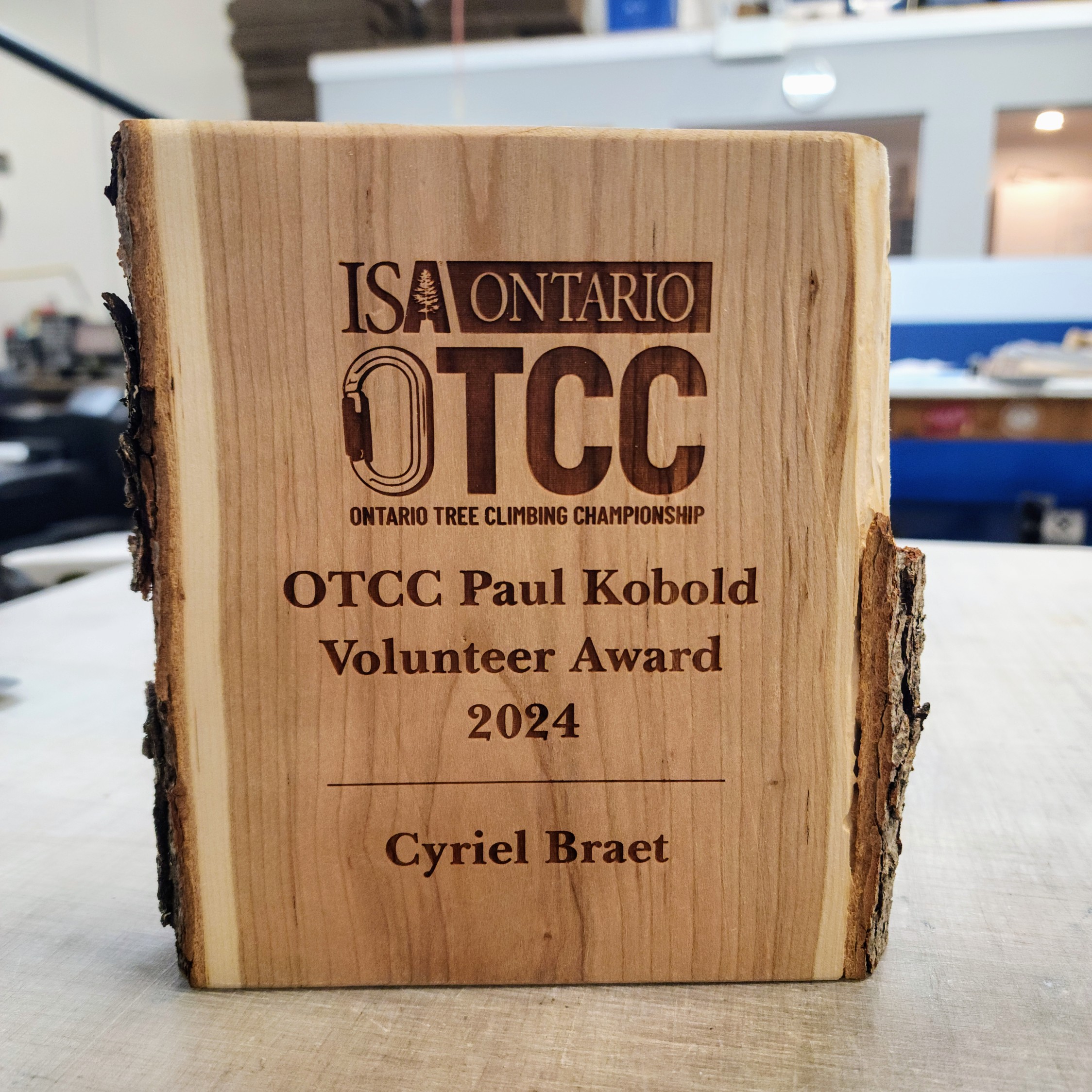 Custom Wooden Laser Engraved Award by Watsons Engraving, Dundas Wooden laser engraved award by Watsons Engraving and Signage, Dundas, Ontario.