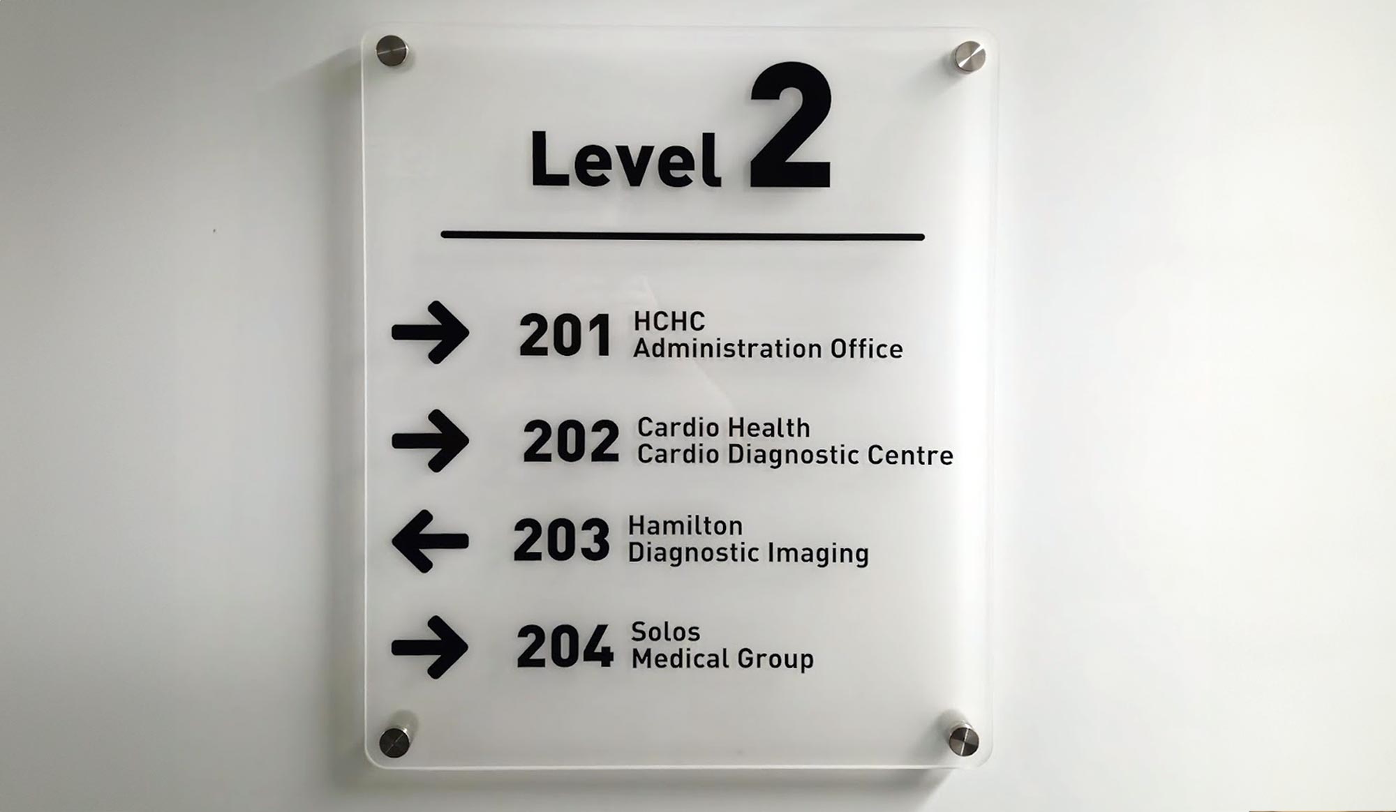 Office directional wayfinding sign by Watsons Engraving and Signage in Dundas, Ontario.