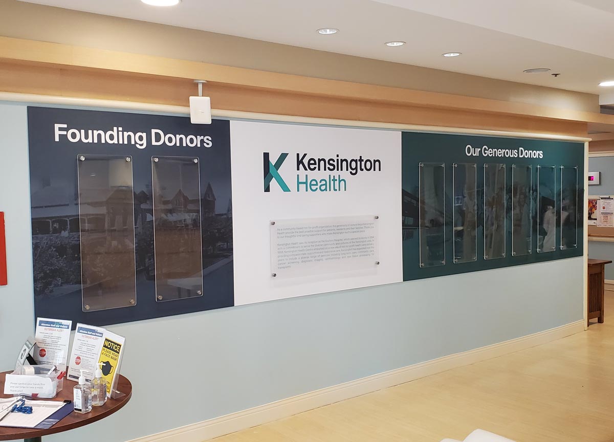 Donor thank you wall by Watsons Engraving in Dundas, Ontario